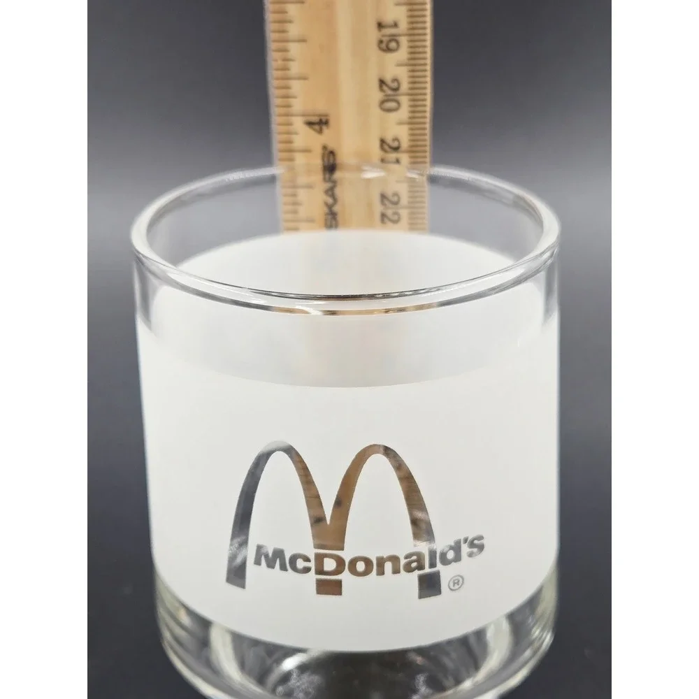Vintage McDonalds Orange Juice Tumblers Frosted Glass Set‎ of 4 Golden Arches